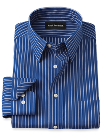 Comfort Stretch Non-Iron Stripe Dress Shirt - Cobalt