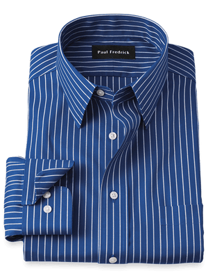 Comfort Stretch Non-Iron Stripe Dress Shirt - Cobalt