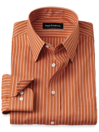 Comfort Stretch Non-Iron Stripe Dress Shirt - Rust