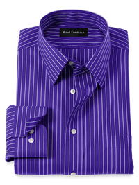 Comfort Stretch Non-Iron Stripe Dress Shirt - Purple