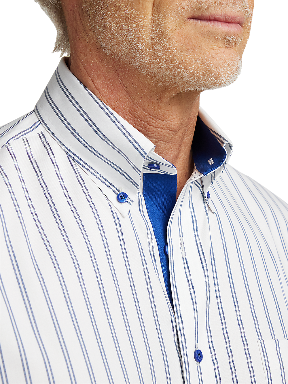 Alternate Image of Comfort Stretch Non-iron Stripe Dress Shirt With Contrast Trim-2