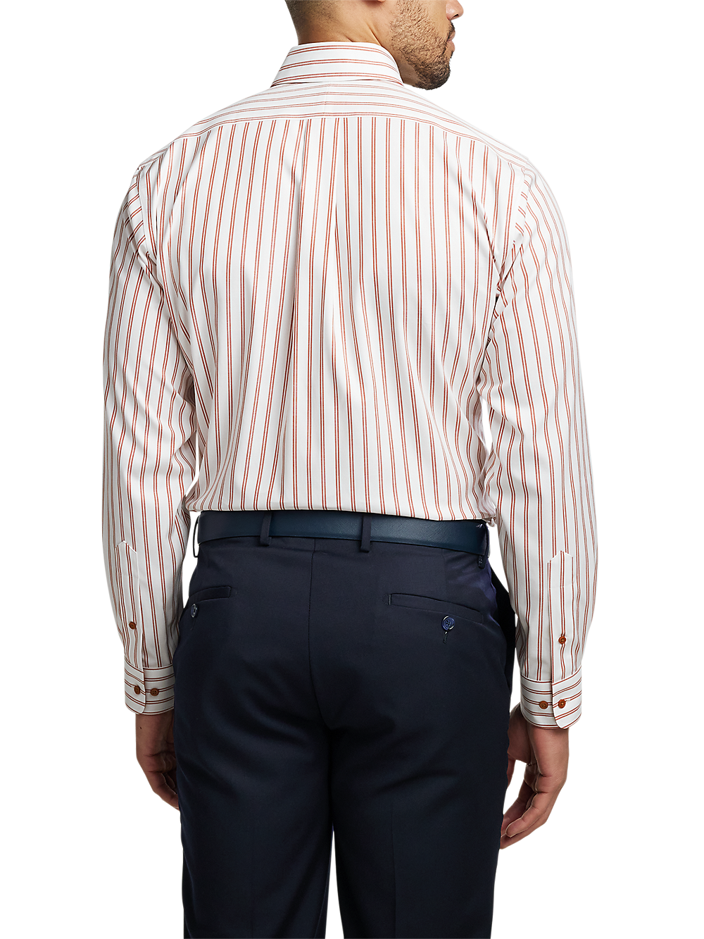 Alternate Image of Comfort Stretch Non-iron Stripe Dress Shirt With Contrast Trim-4