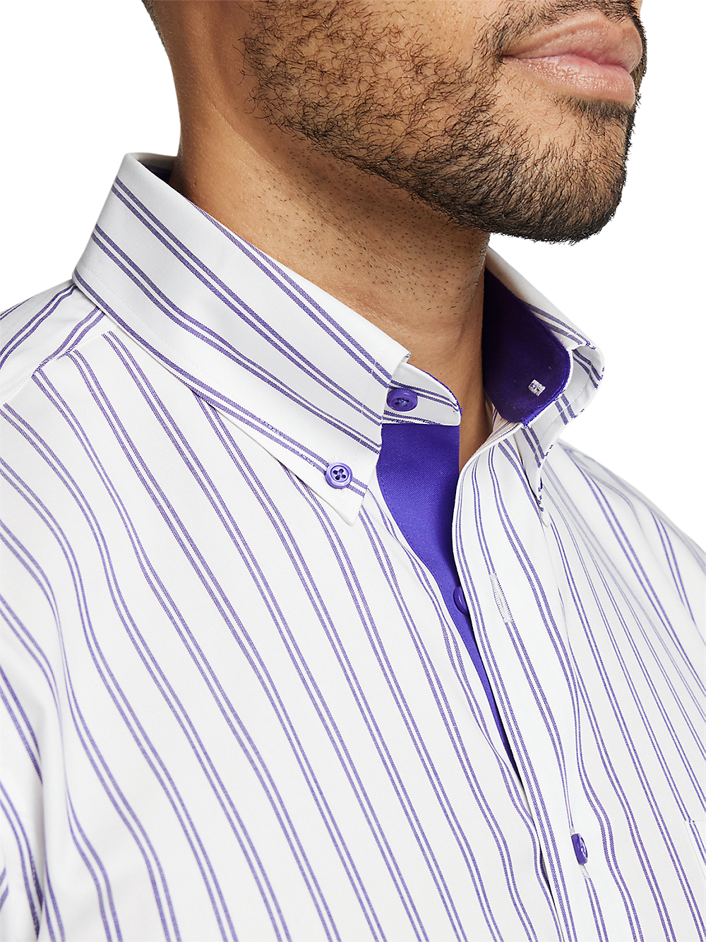 Alternate Image of Comfort Stretch Non-iron Stripe Dress Shirt With Contrast Trim-2