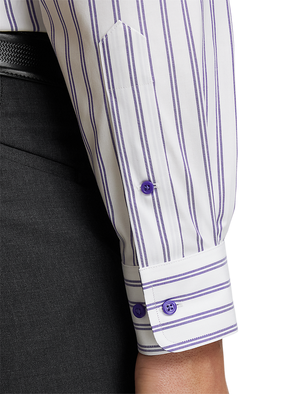 Alternate Image of Comfort Stretch Non-iron Stripe Dress Shirt With Contrast Trim-3