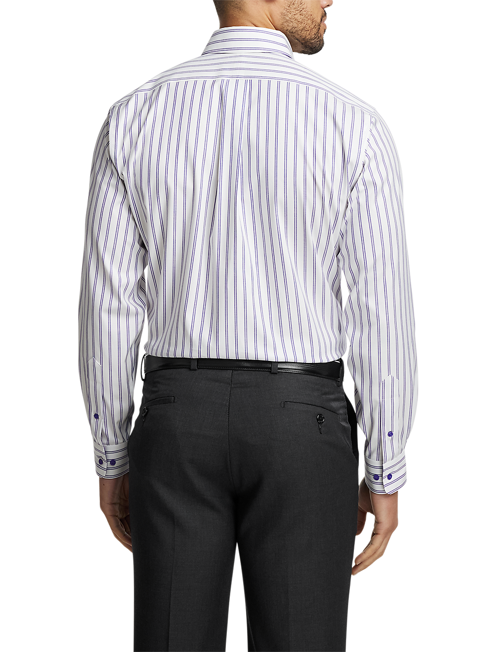 Alternate Image of Comfort Stretch Non-iron Stripe Dress Shirt With Contrast Trim-4