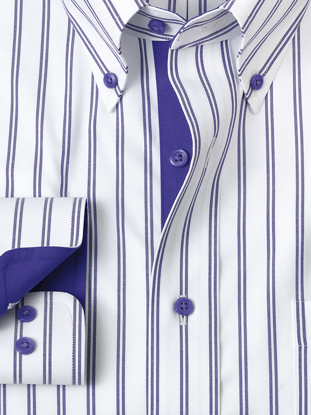 Alternate Image of Comfort Stretch Non-iron Stripe Dress Shirt With Contrast Trim-5