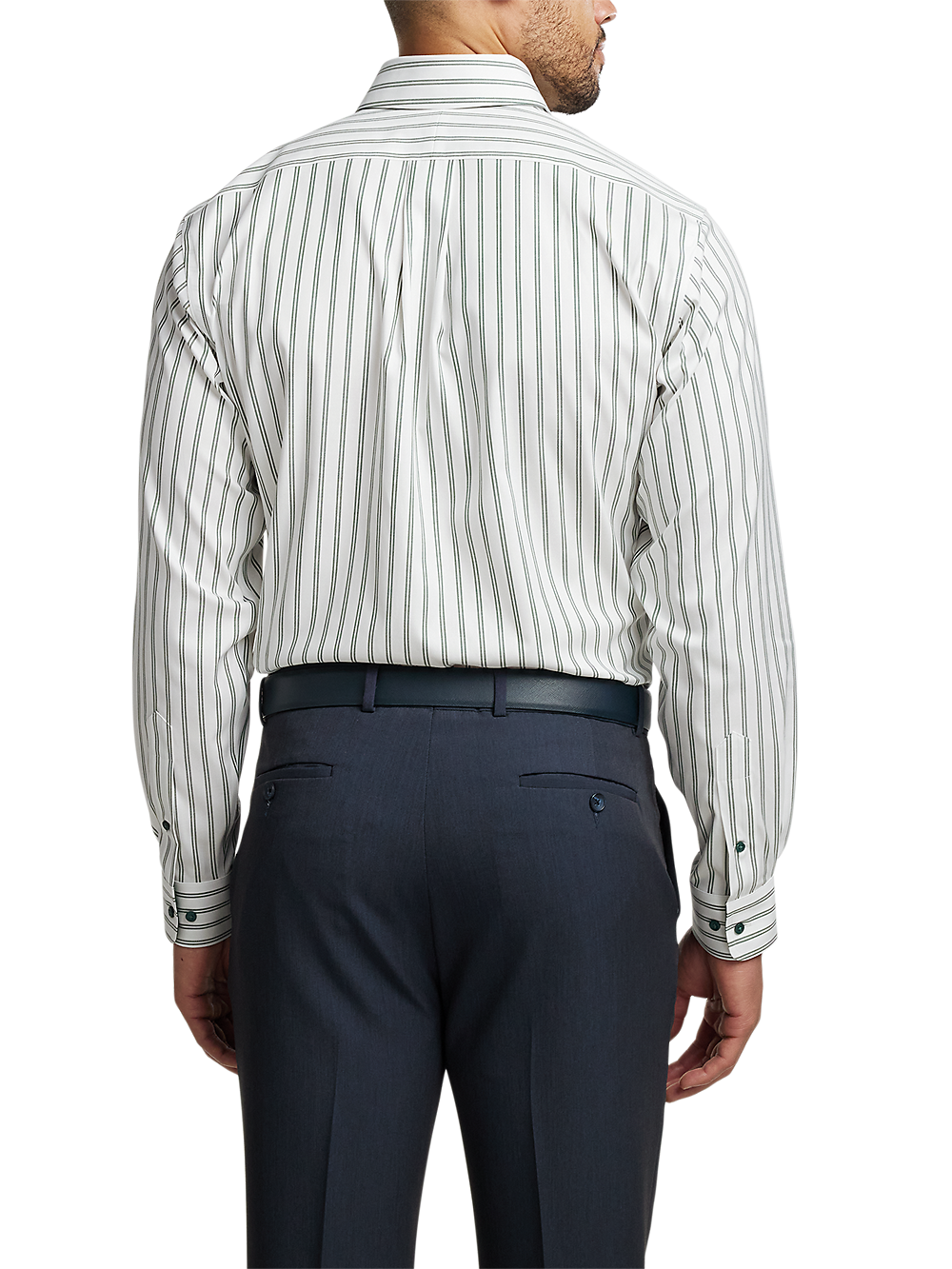 Alternate Image of Comfort Stretch Non-iron Stripe Dress Shirt With Contrast Trim-4