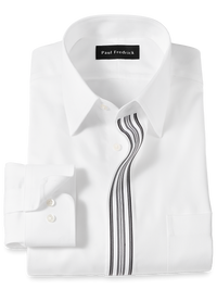 Non-Iron Cotton Solid Dress Shirt With Contrast Trim - White/black