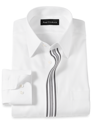 Non-Iron Cotton Solid Dress Shirt With Contrast Trim - White/black