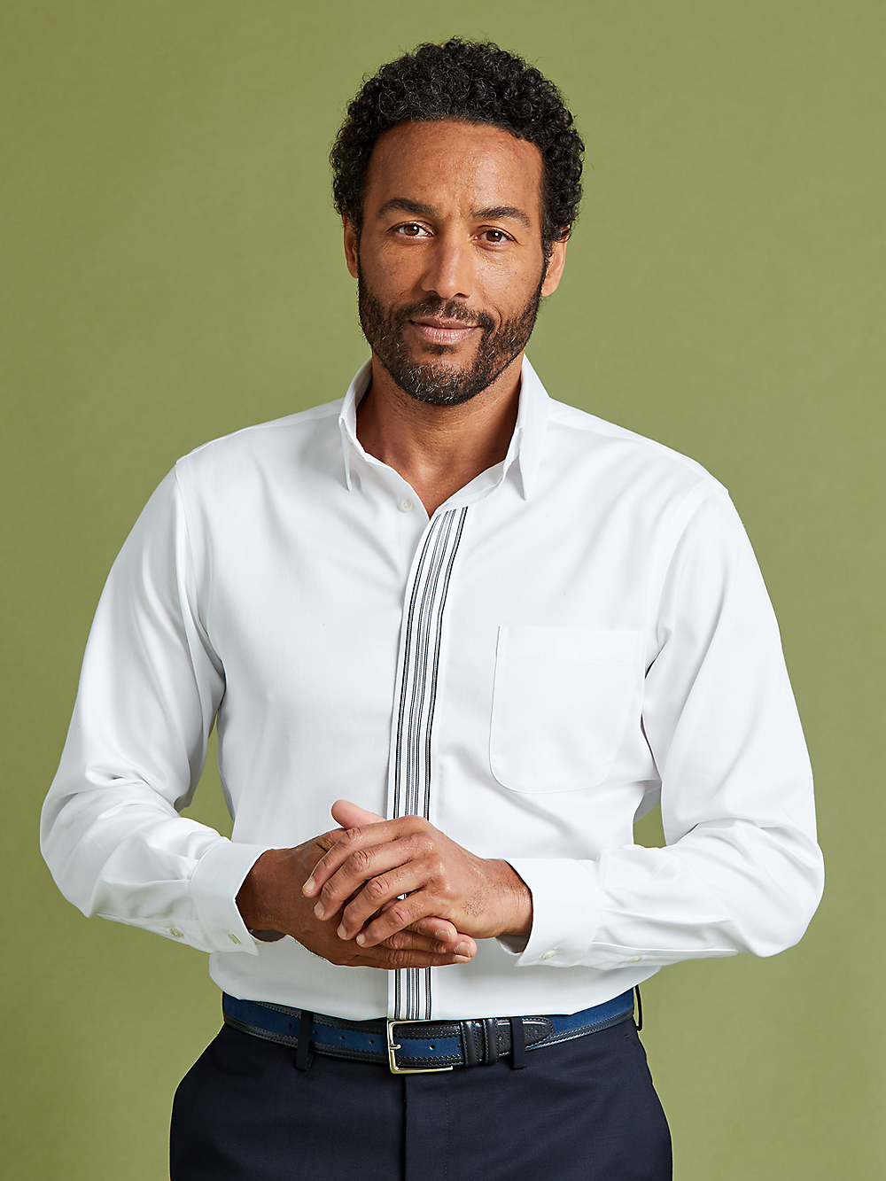 Alternate Image of Non-iron Cotton Solid Dress Shirt With Contrast Trim-7