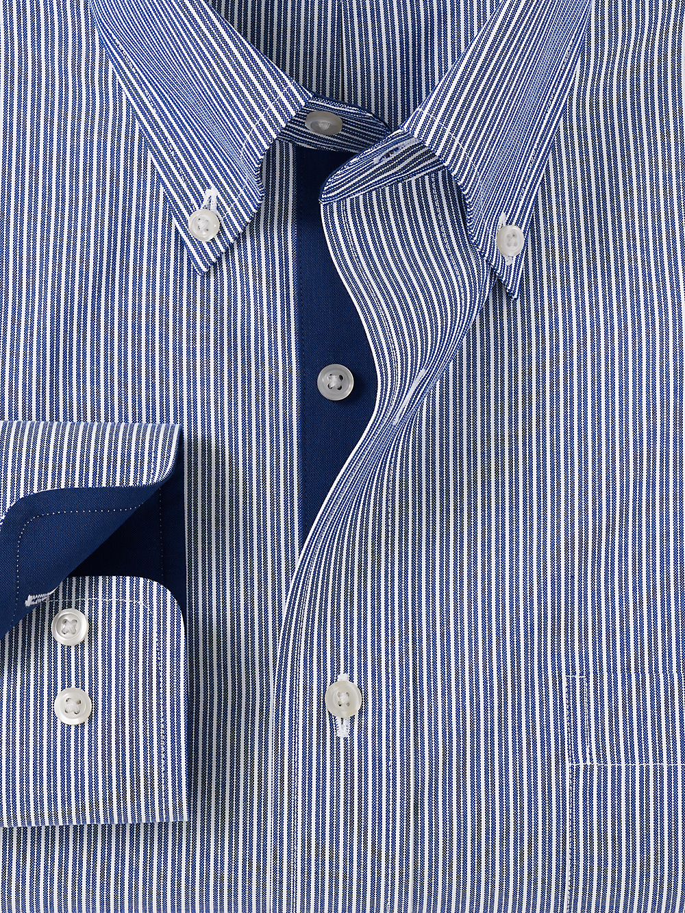 Alternate Image of Non-iron Cotton Stripe Dress Shirt With Contrast Trim-5