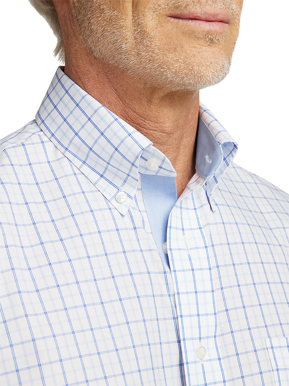 Alternate Image of Non-iron Cotton Windowpane Dress Shirt With Contrast Trim-2