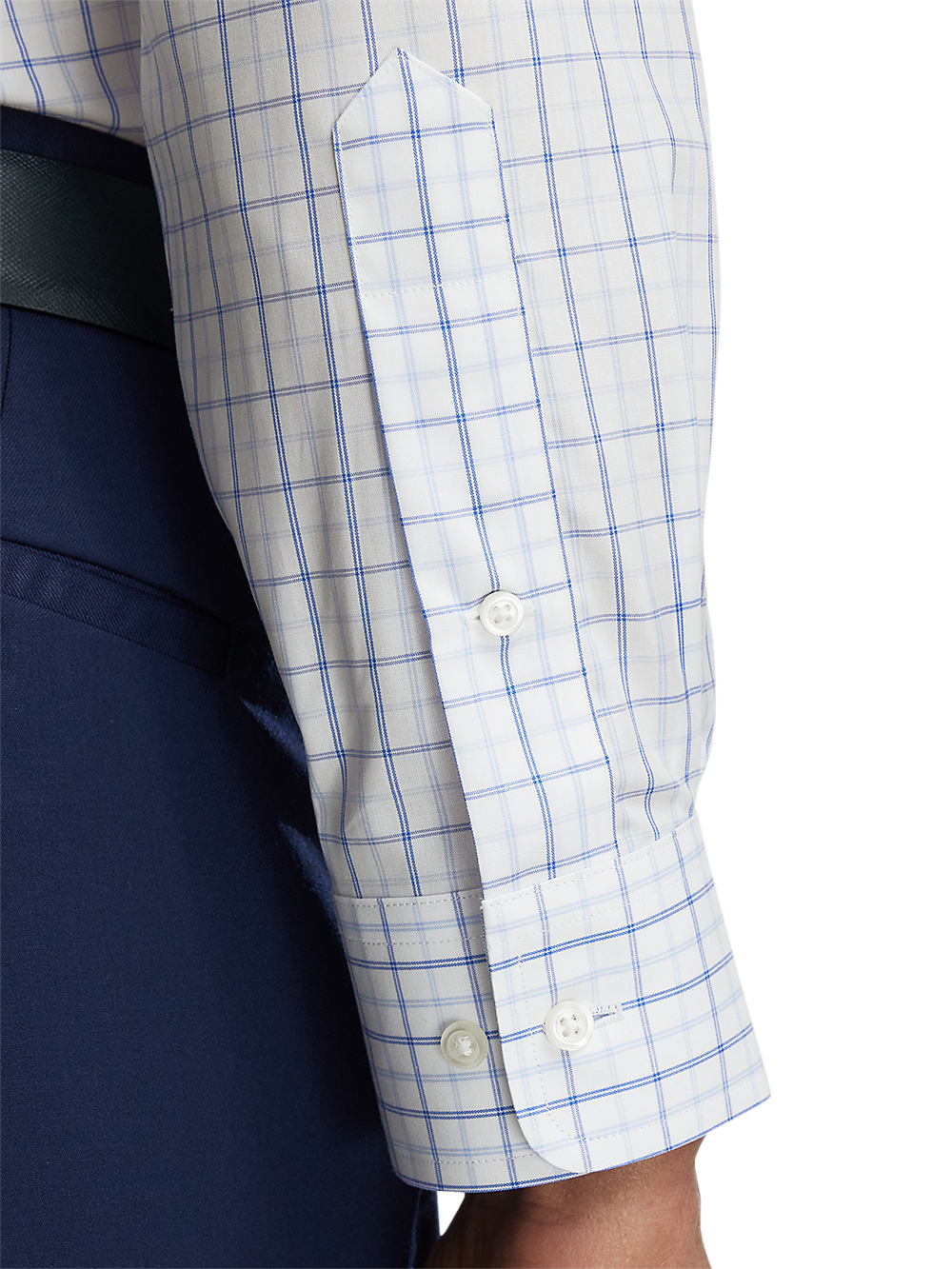 Alternate Image of Non-iron Cotton Windowpane Dress Shirt With Contrast Trim-3