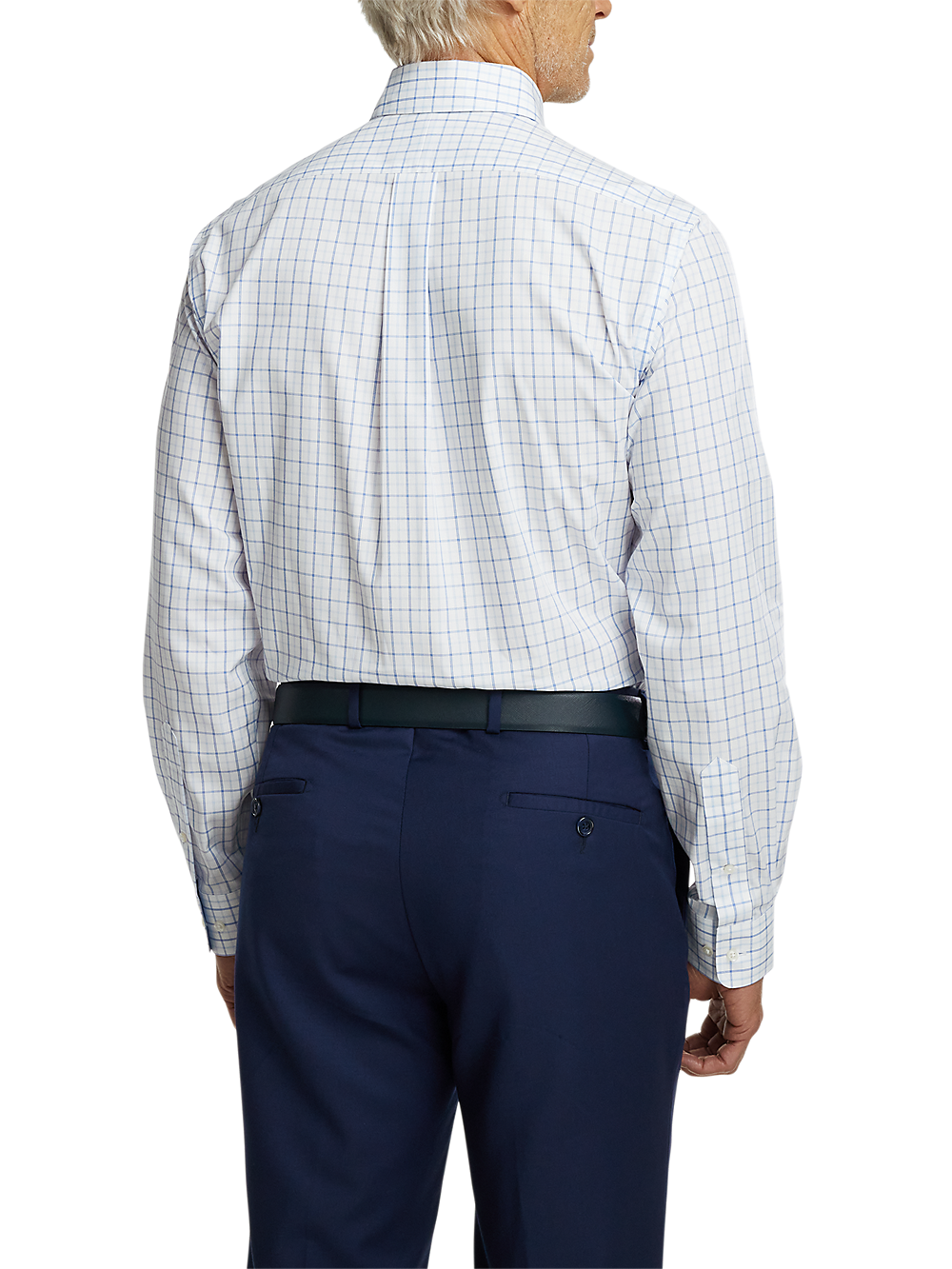 Alternate Image of Non-iron Cotton Windowpane Dress Shirt With Contrast Trim-4