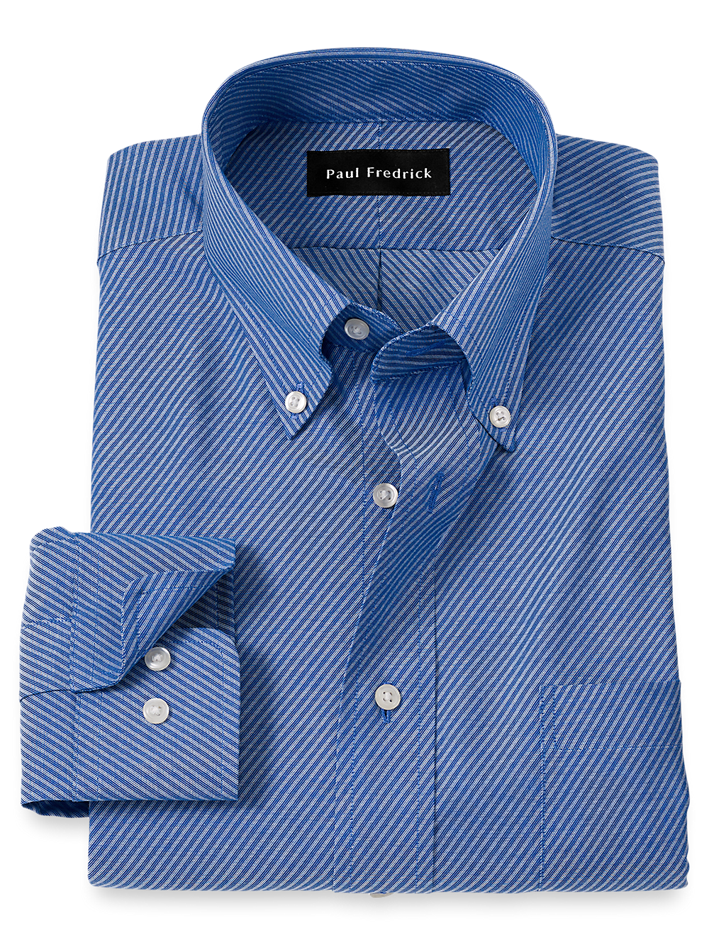 Product Image of Non-iron Cotton Diagonal Stripe Dress Shirt-Blue