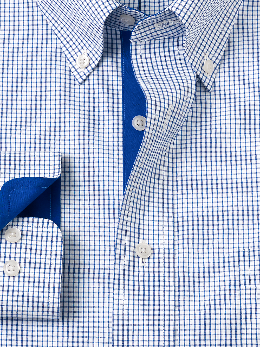 Alternate Image of Non-iron Cotton Check Dress Shirt With Contrast Trim-5