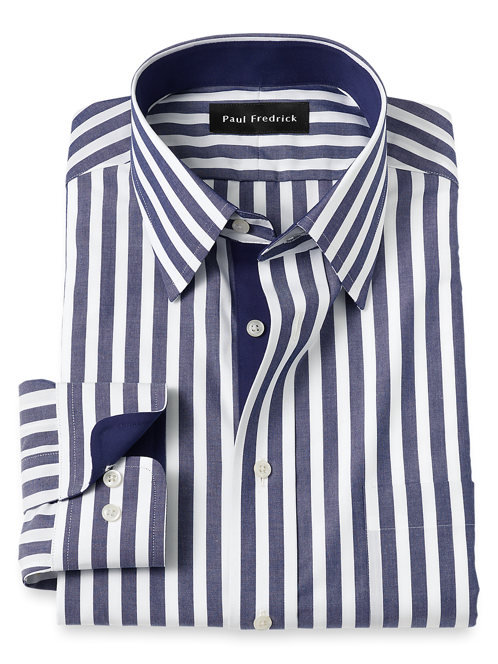 Product Image of Non-iron Cotton Bengal Stripe Dress Shirt With Contrast Trim-1