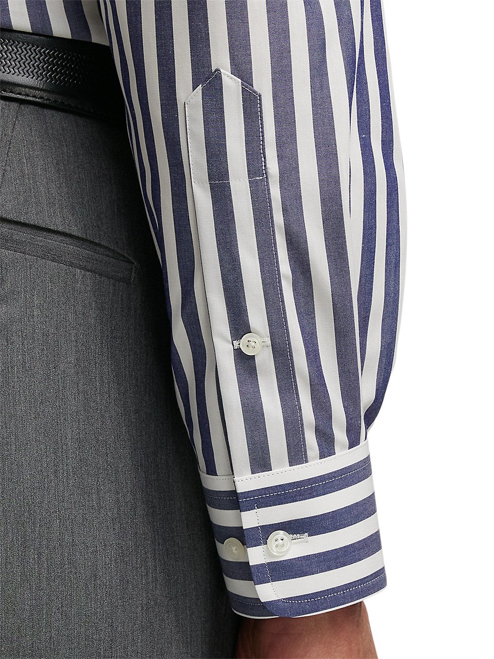 Alternate Image of Non-iron Cotton Bengal Stripe Dress Shirt With Contrast Trim-3