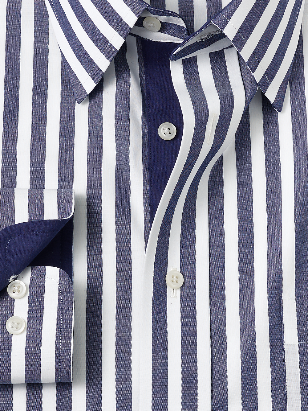 Alternate Image of Non-iron Cotton Bengal Stripe Dress Shirt With Contrast Trim-5