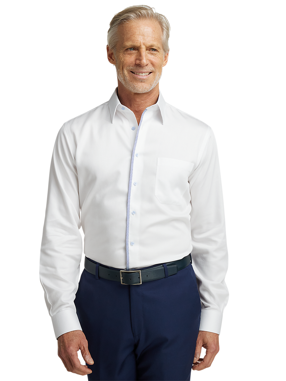 Alternate Image of Non-iron Cotton Solid Dress Shirt With Contrast Trim-1