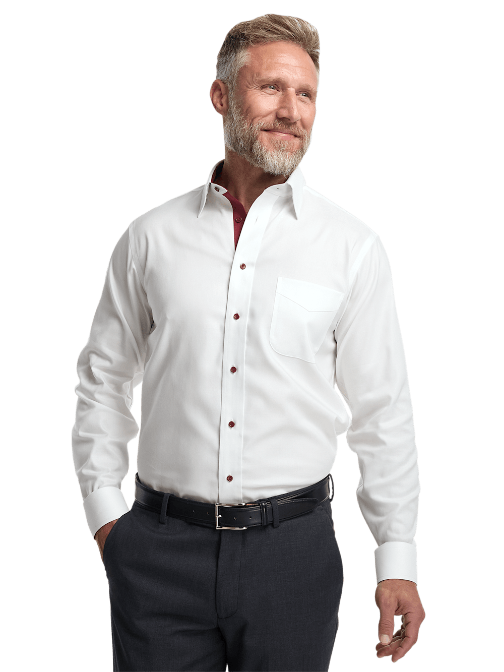 Alternate Image of Comfort Stretch Non-iron Solid Dress Shirt With Contrast Trim-1