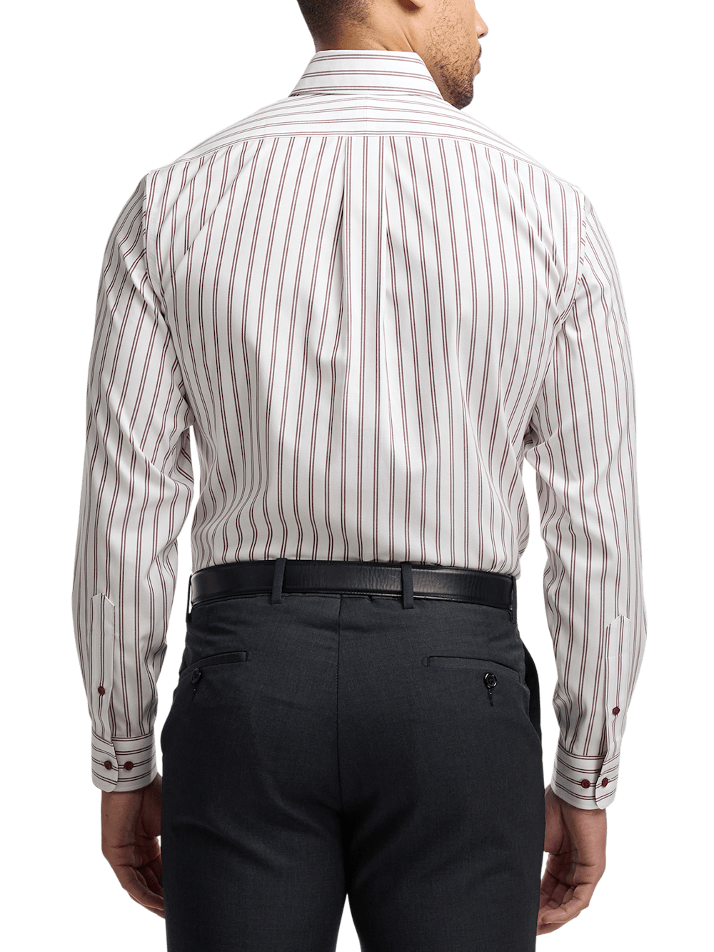 Alternate Image of Comfort Stretch Non-iron Stripe Dress Shirt With Contrast Trim-4