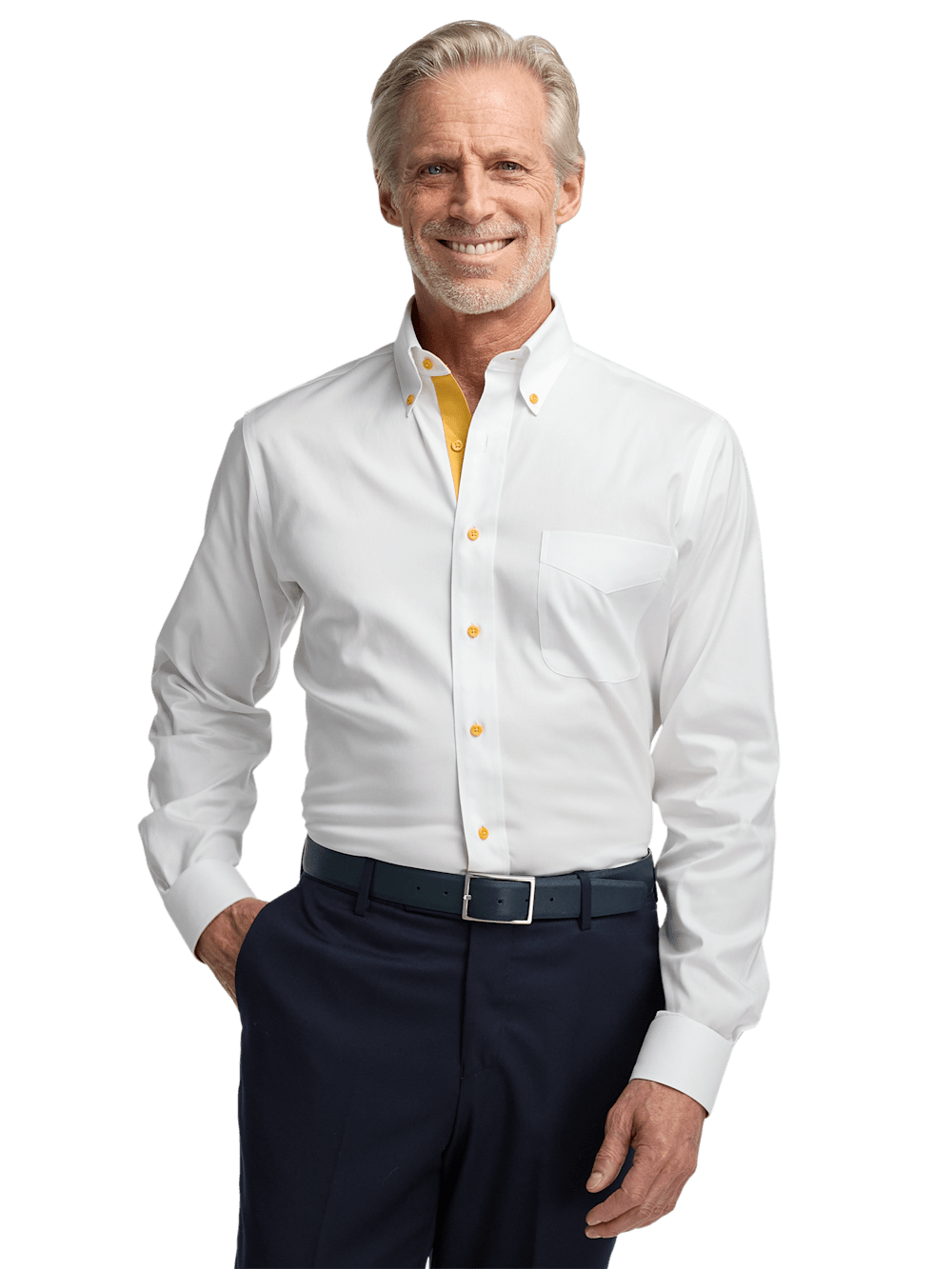 Alternate Image of Comfort Stretch Non-iron Solid Dress Shirt With Contrast Trim-1