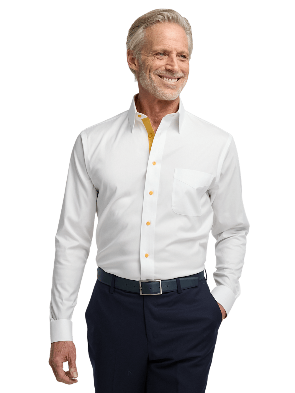 Alternate Image of Comfort Stretch Non-iron Solid Dress Shirt With Contrast Trim-1