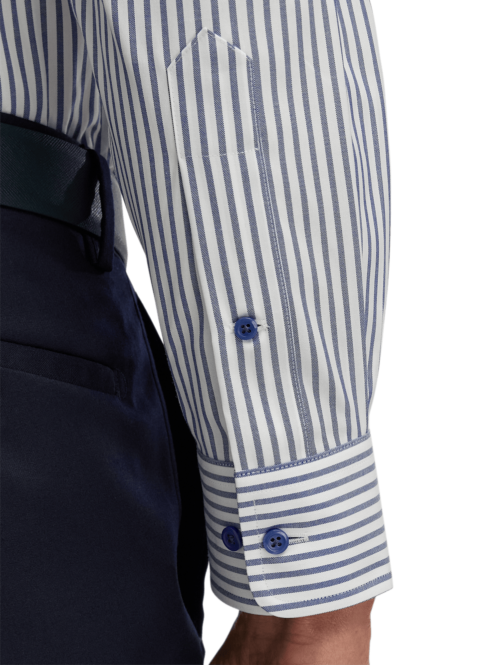 Alternate Image of Comfort Stretch Non-iron Stripe Dress Shirt With Contrast Trim-3