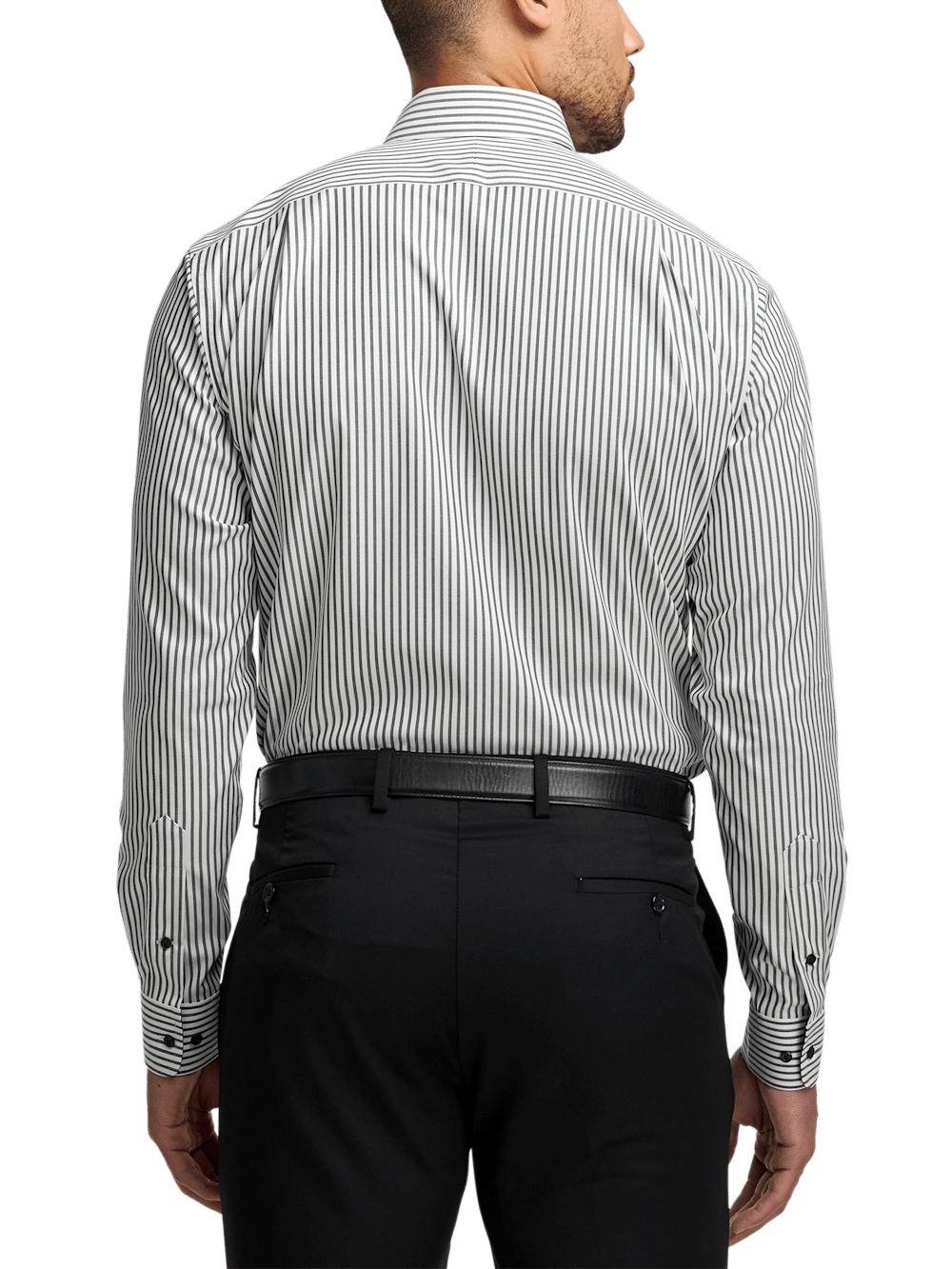 Alternate Image of Comfort Stretch Non-iron Stripe Dress Shirt With Contrast Trim-4