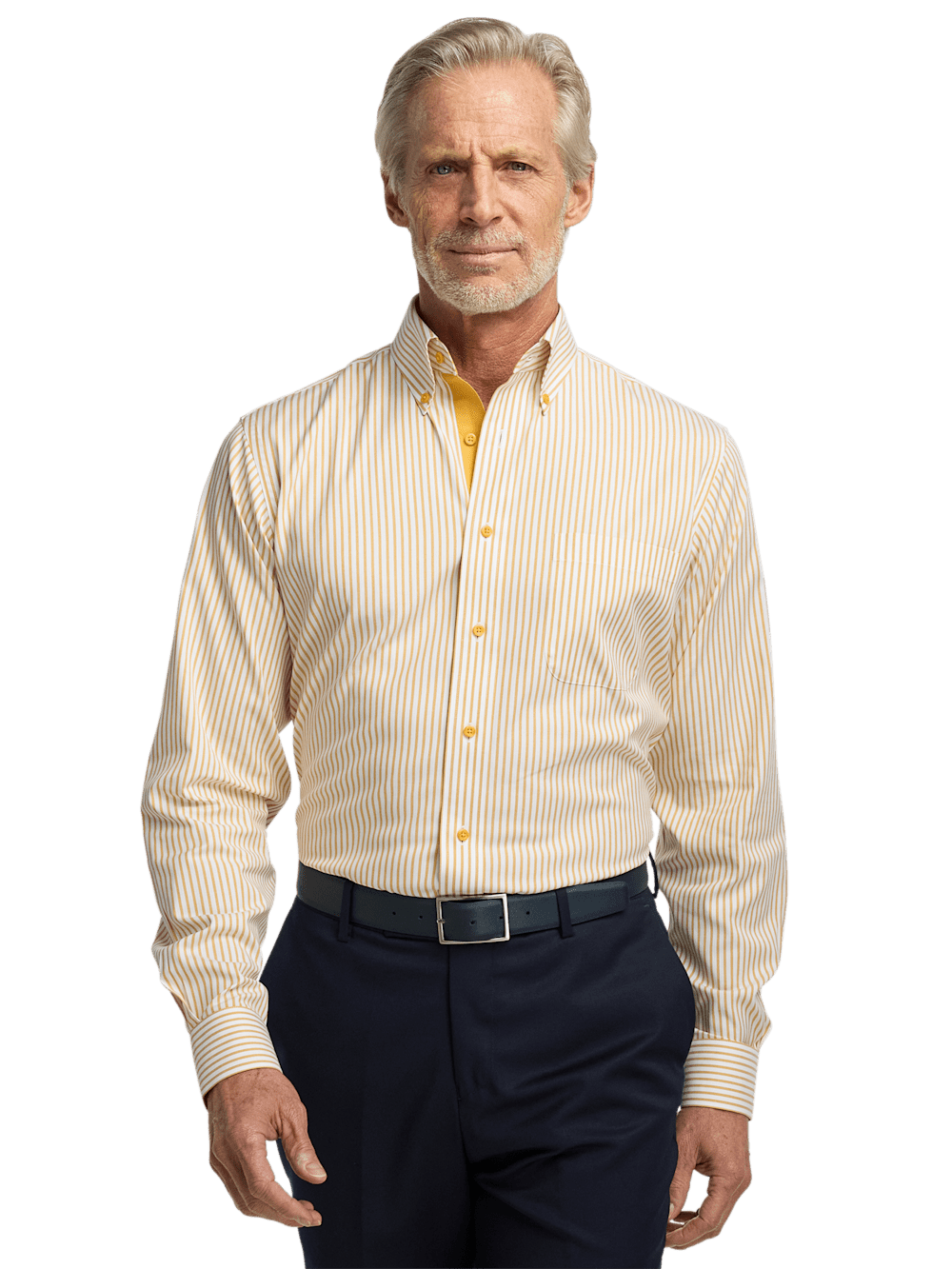 Alternate Image of Comfort Stretch Non-iron Stripe Dress Shirt With Contrast Trim-1