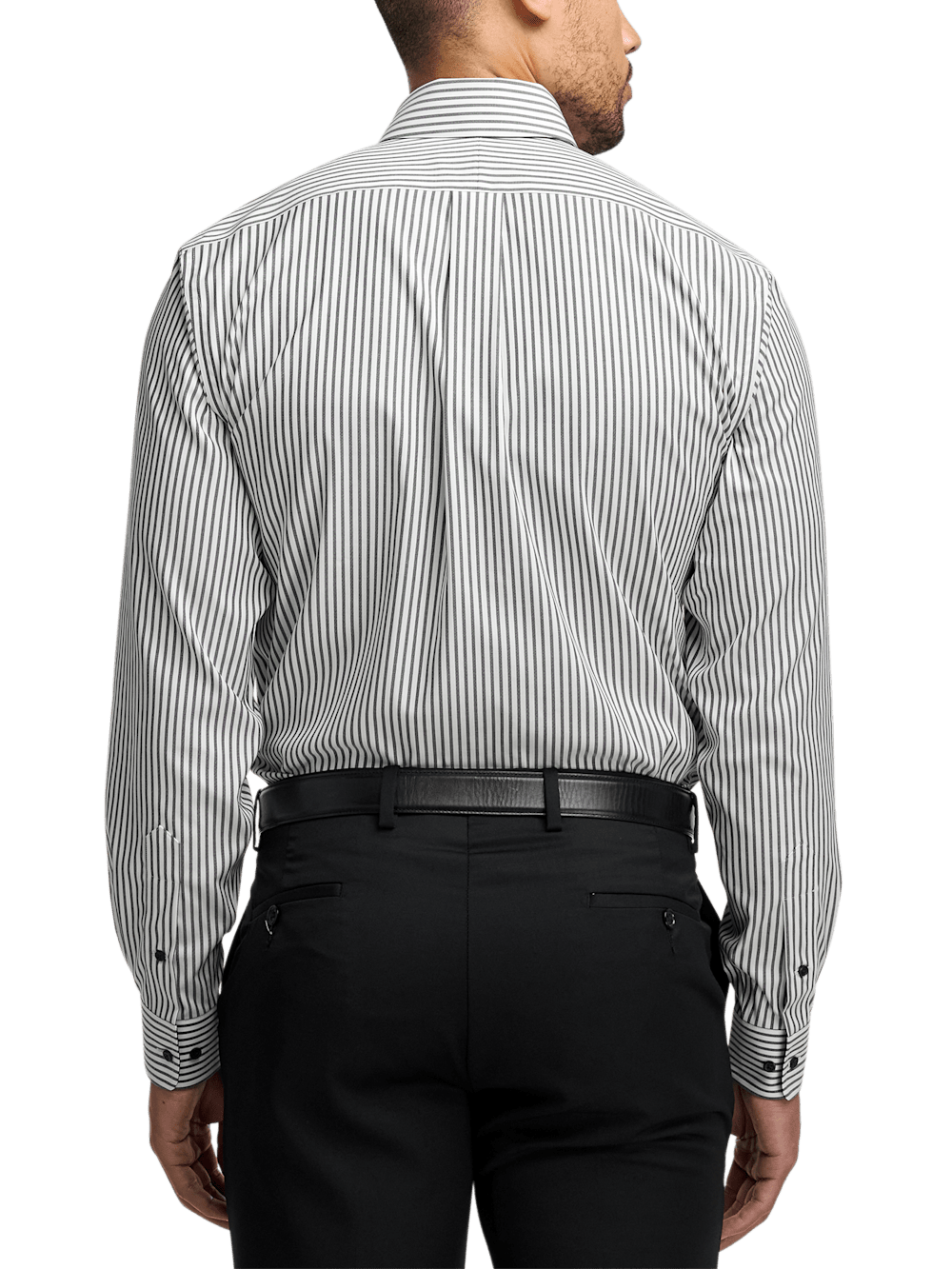 Alternate Image of Comfort Stretch Non-iron Stripe Dress Shirt With Contrast Trim-4