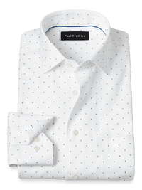 Comfort Stretch Non-Iron Geometric Dress Shirt - White/blue