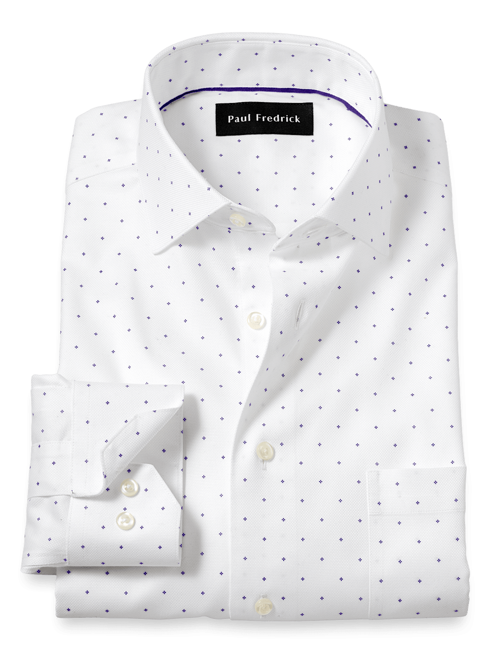 Product Image of Comfort Stretch Non-iron Geometric Dress Shirt-White/Purple