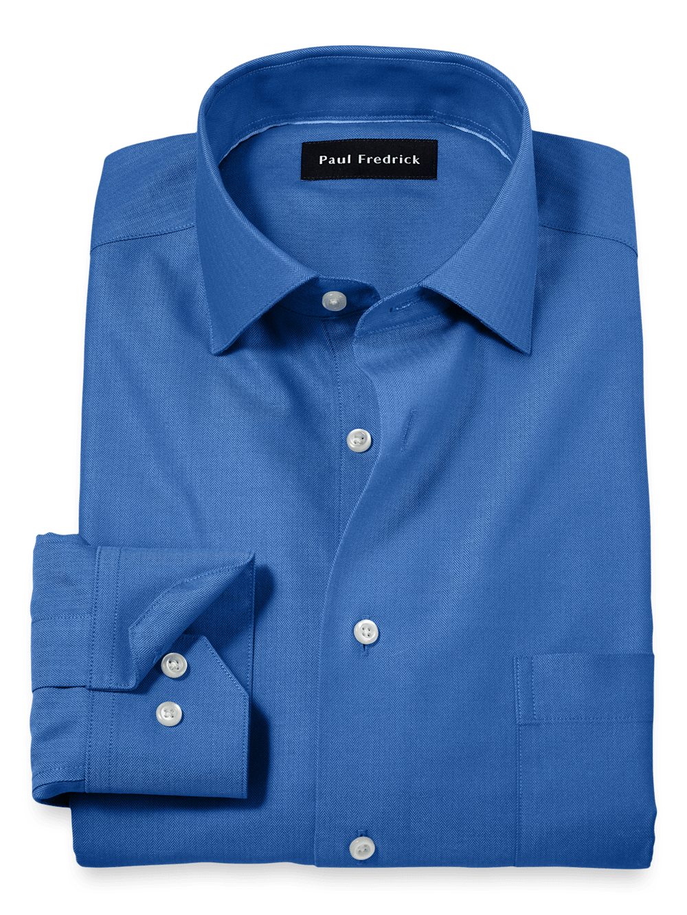 Product Image of Comfort Stretch Non-iron Herringbone Dress Shirt-Cobalt