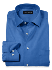 Comfort Stretch Non-Iron Herringbone Dress Shirt - Cobalt