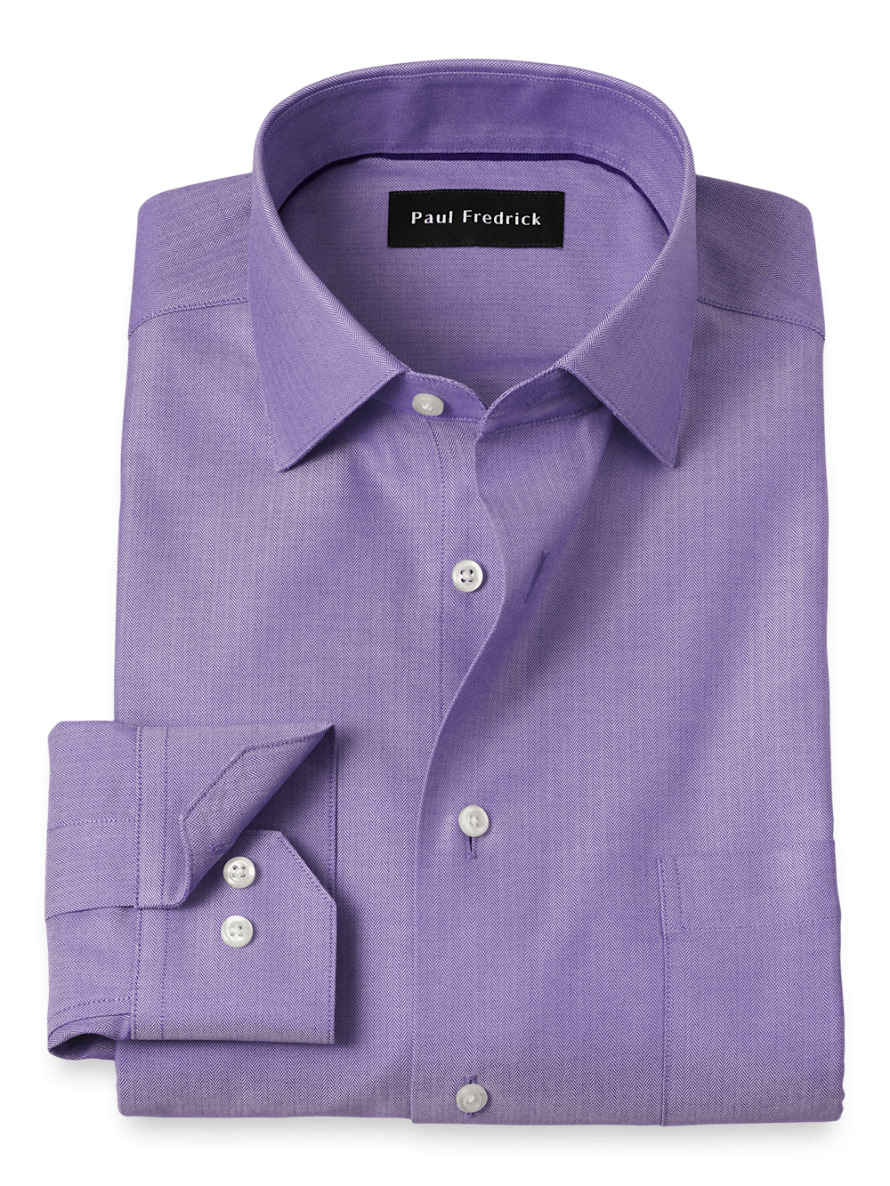 Product Image of Comfort Stretch Non-iron Herringbone Dress Shirt-Purple