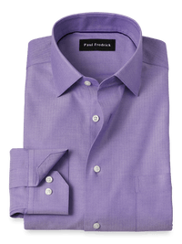 Comfort Stretch Non-Iron Herringbone Dress Shirt - Purple