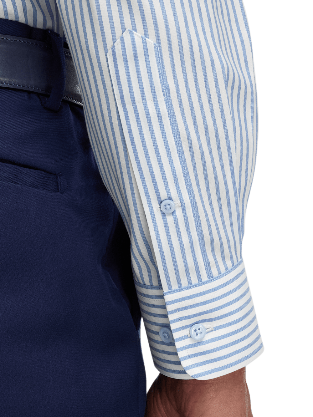 Alternate Image of Comfort Stretch Non-iron Stripe Dress Shirt With Contrast Trim-3