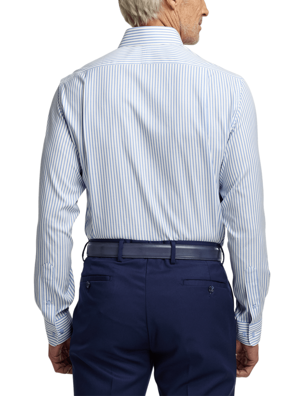 Alternate Image of Comfort Stretch Non-iron Stripe Dress Shirt With Contrast Trim-4