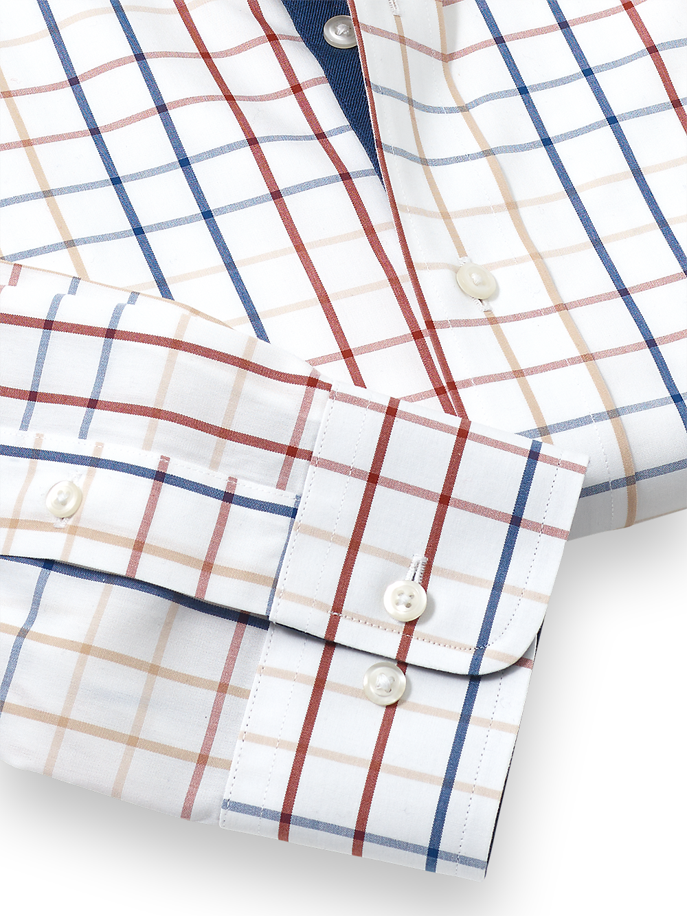 Alternate Image of Non-iron Cotton Tattersall Dress Shirt With Contrast Trim-3