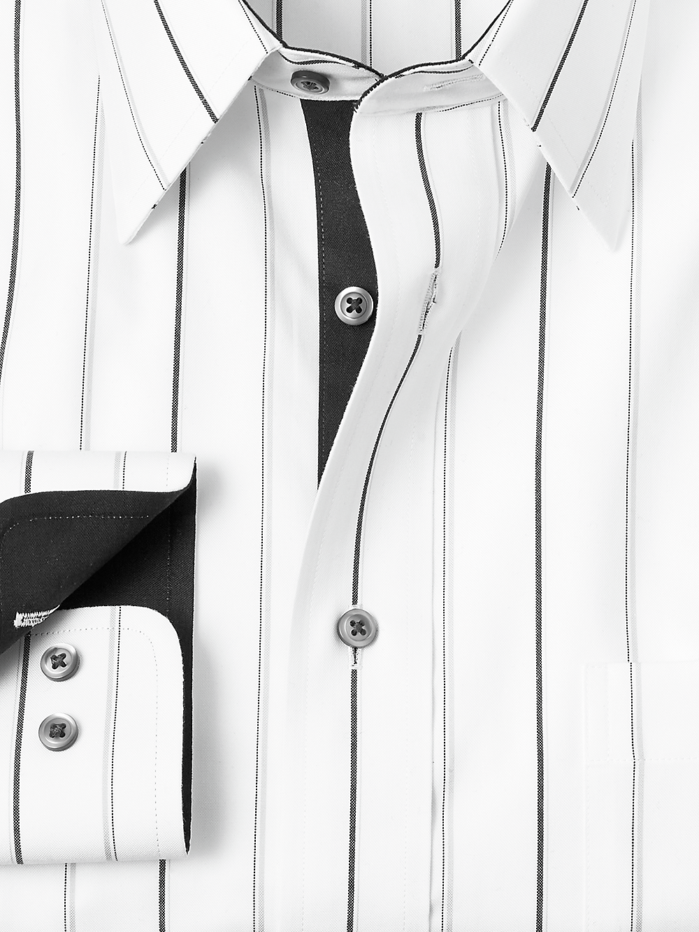 Alternate Image of Non-iron Cotton Stripe Dress Shirt With Contrast Trim-1