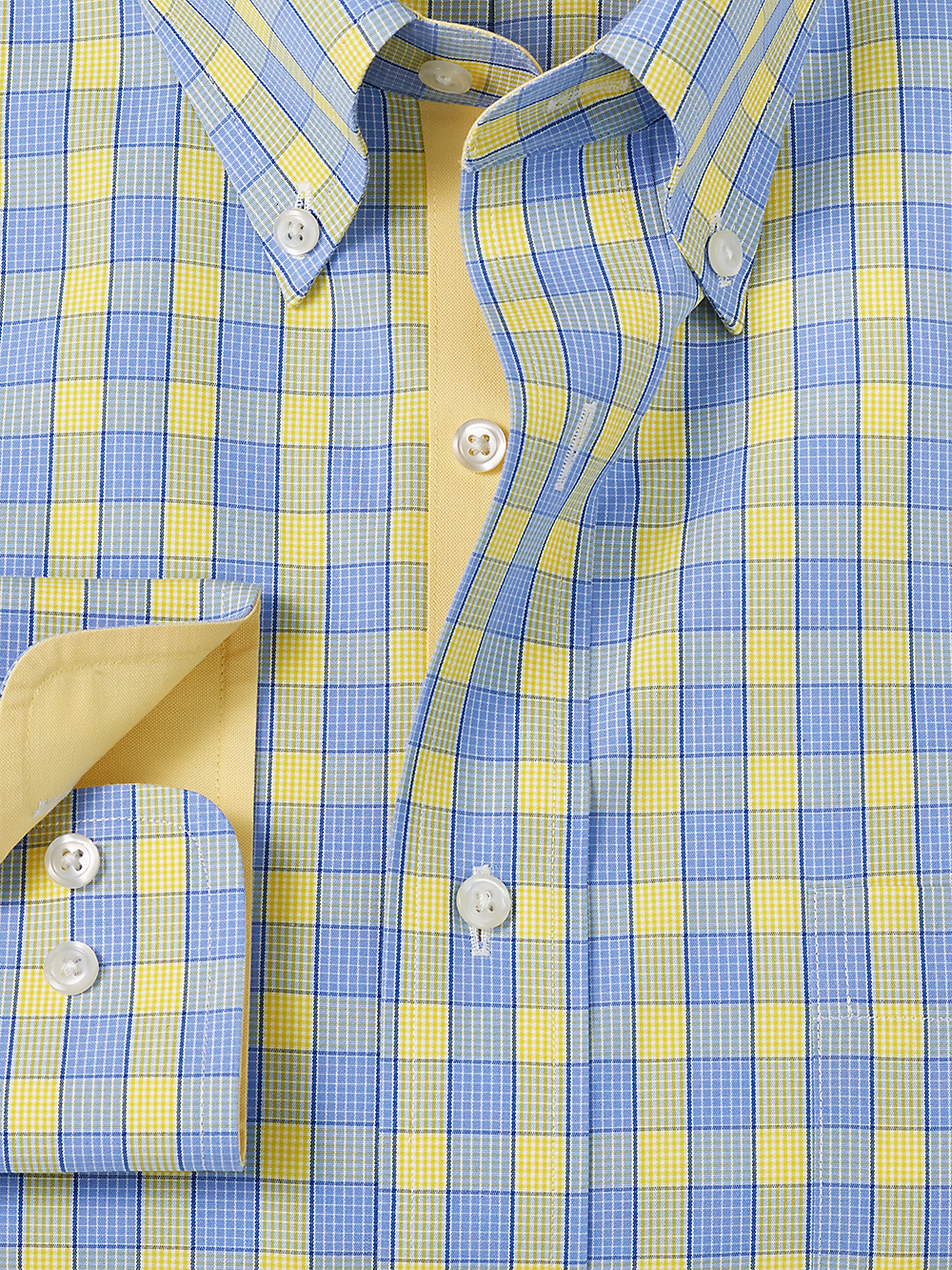 Alternate Image of Non-iron Cotton Check Dress Shirt With Contrast Trim-1