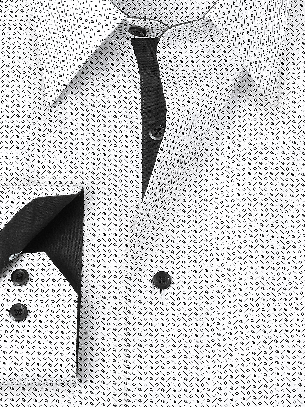 Alternate Image of Non-iron Cotton Deco Print Dress Shirt With Contrast Trim-1