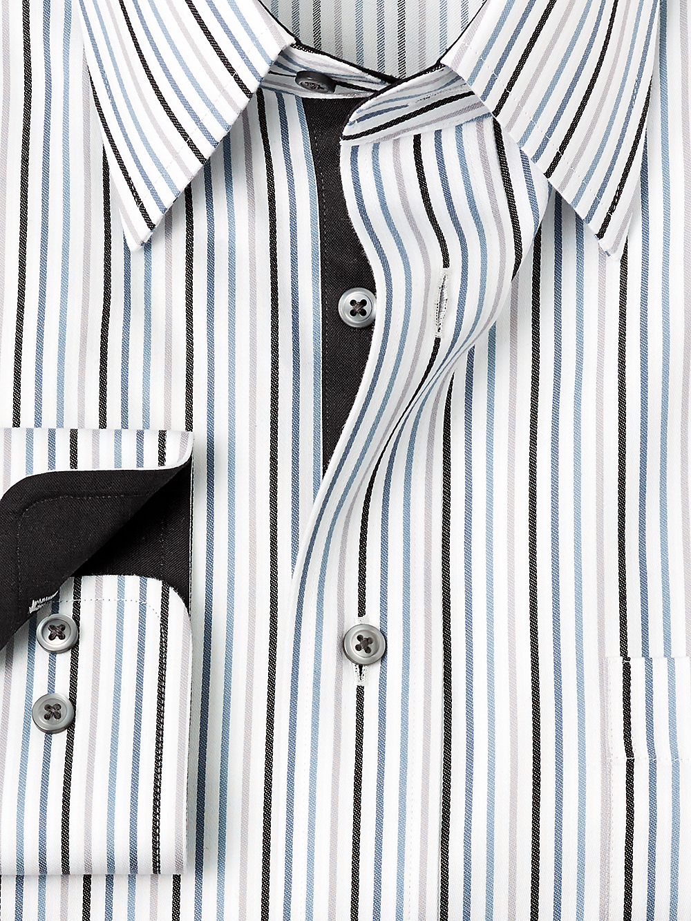 Alternate Image of Non-iron Cotton Stripe Dress Shirt With Contrast Trim-1