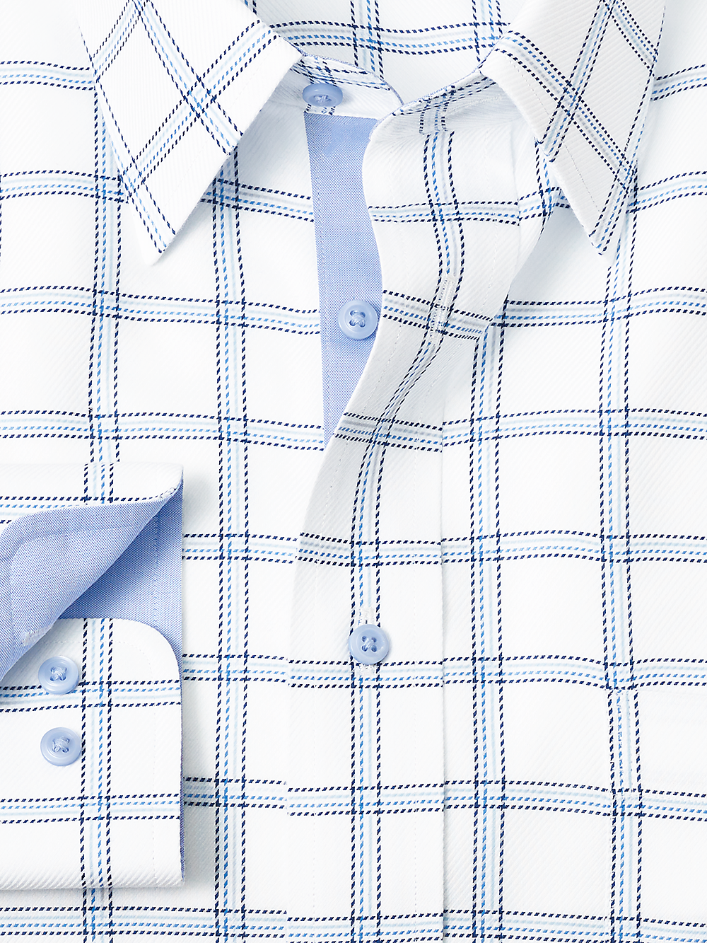 Alternate Image of Non-iron Cotton Windowpane Dress Shirt With Contrast Trim-1