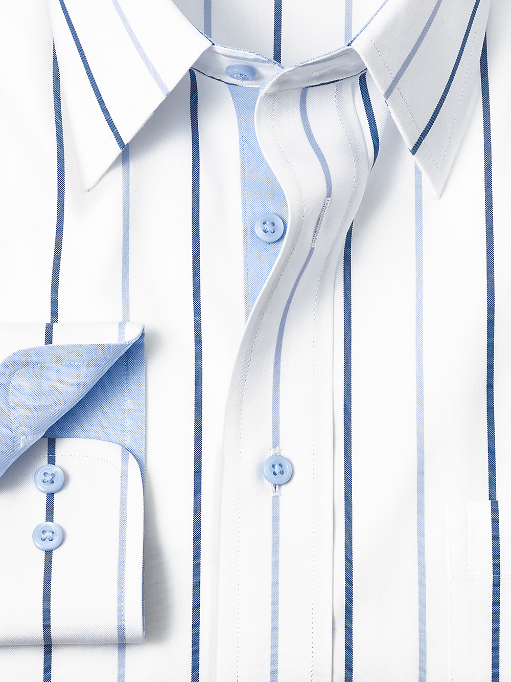 Alternate Image of Non-iron Cotton Stripe Dress Shirt With Contrast Trim-1