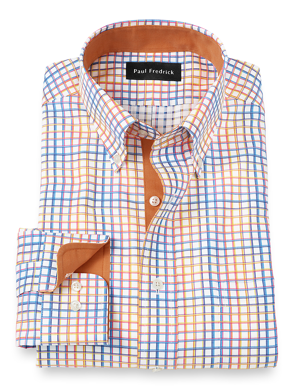 Product Image of Non-iron Cotton Check Dress Shirt With Contrast Trim-Multi