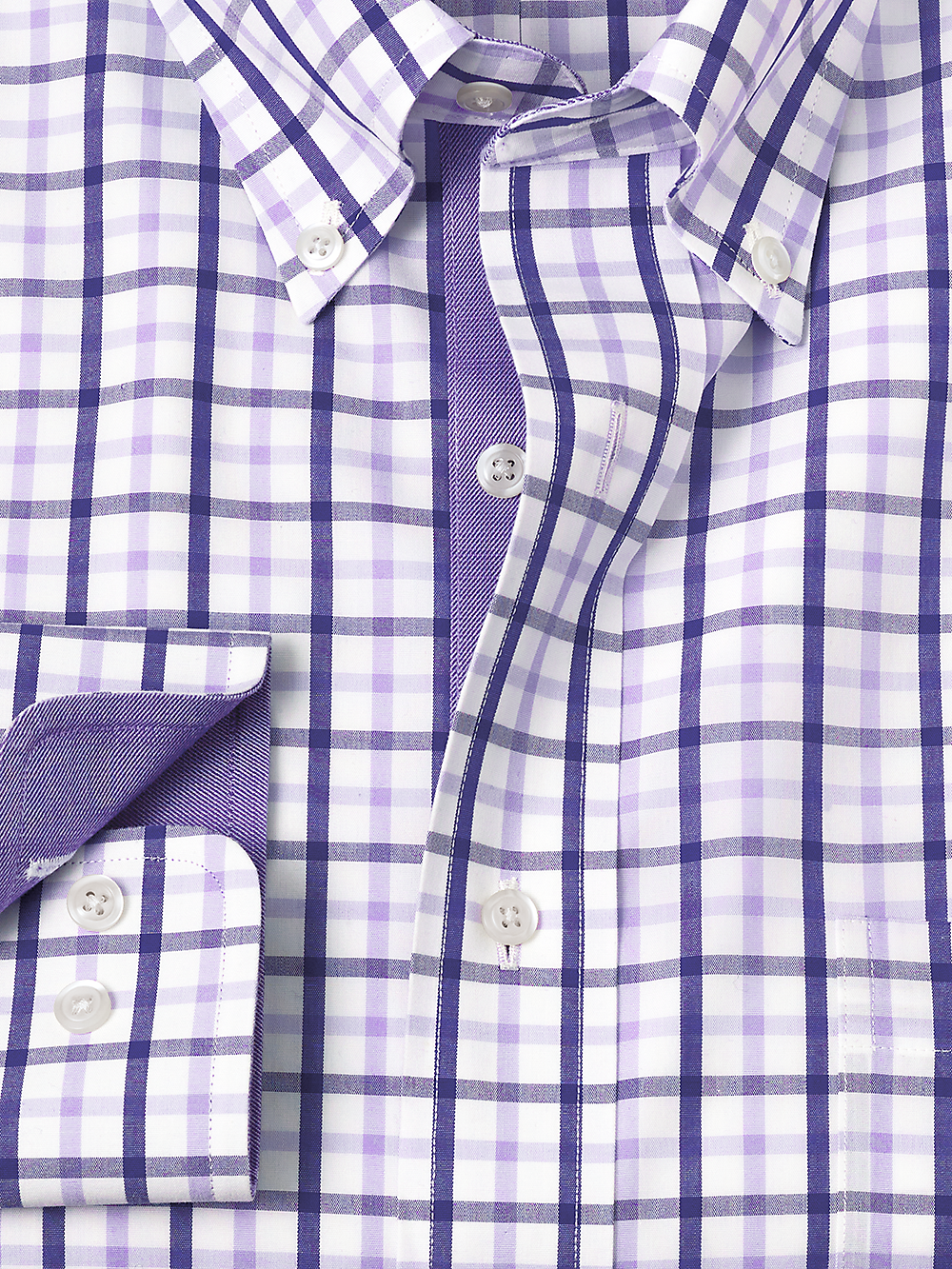 Alternate Image of Non-iron Cotton Check Dress Shirt With Contrast Trim-1