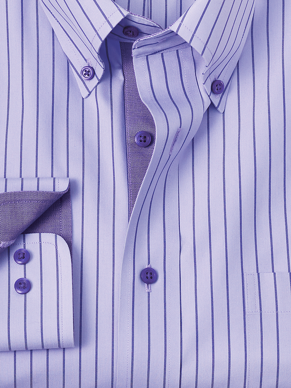 Alternate Image of Non-iron Cotton Stripe Dress Shirt With Contrast Trim-1